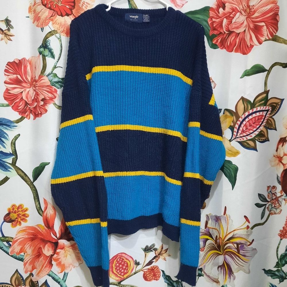 ~{Wrangler}~ Vintage striped knit oversized sweater.